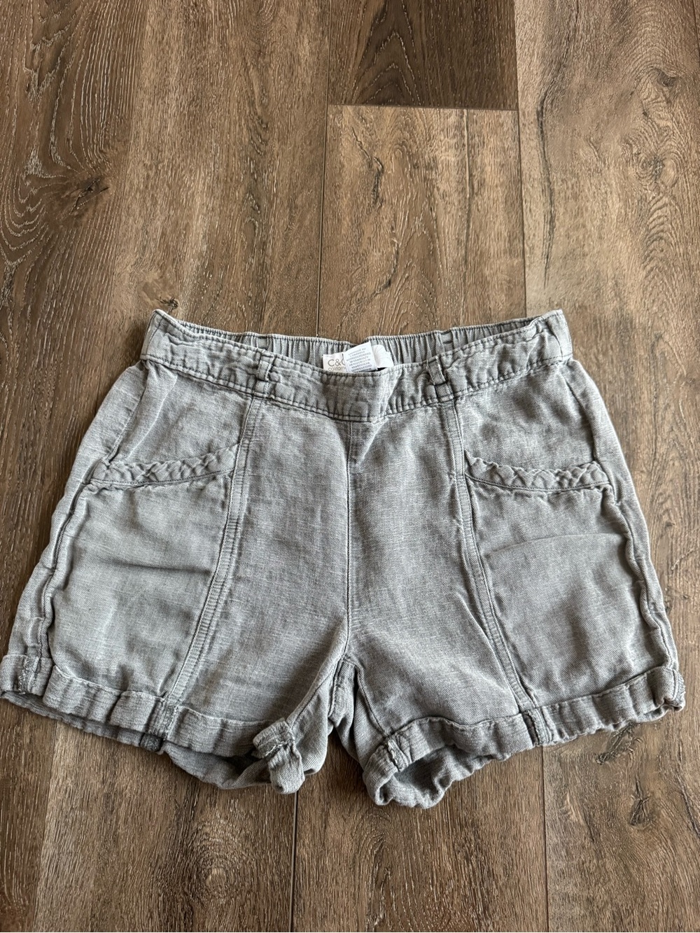 C&C California Light Gray Casual Women's Linen Shorts Size Small